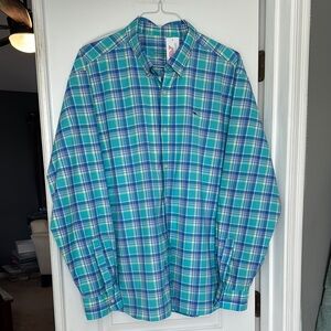 Men's Vineyard Vines Blue and Green Casual Button Down Shirt
